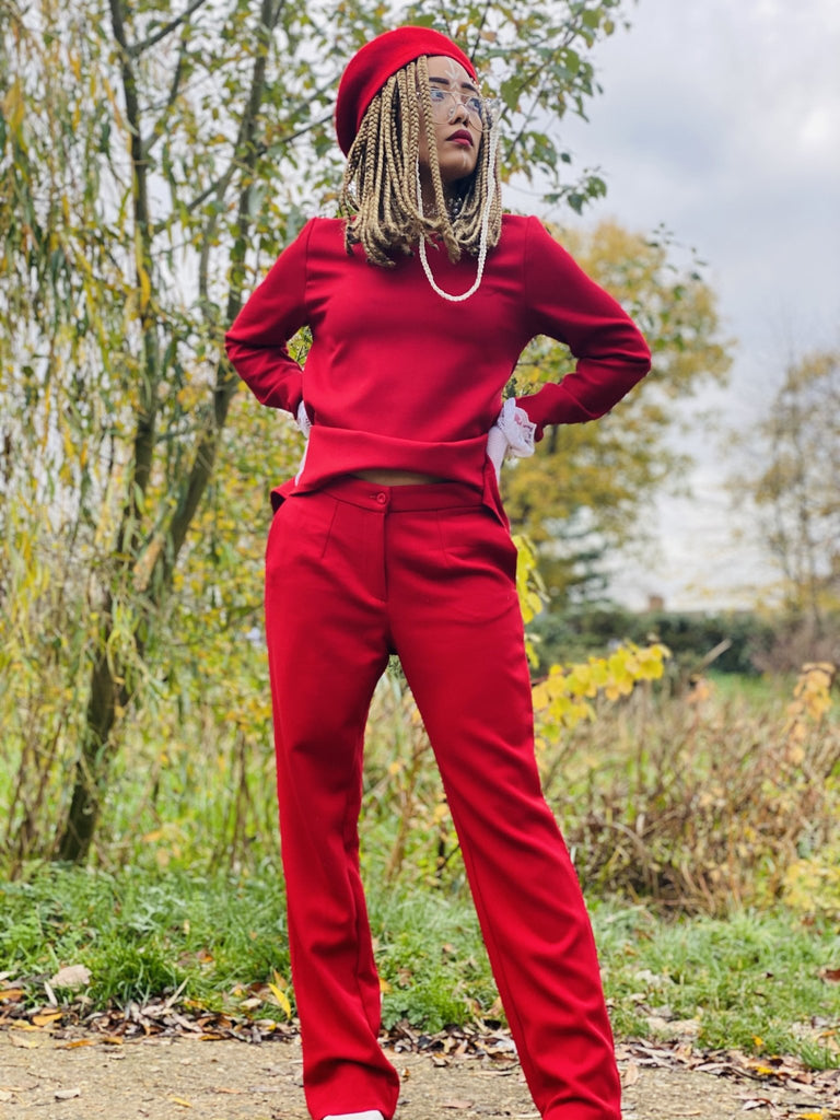 Crimson Longline Jumper + Straight Trouser Co-ord - One Wear Freedom #product_tags#