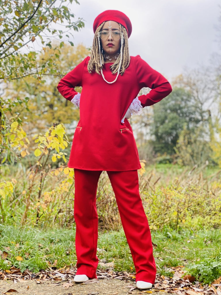 Crimson Longline Jumper + Straight Trouser Co-ord - One Wear Freedom #product_tags#