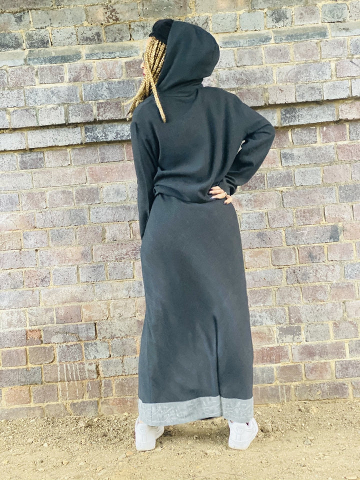 Dark Fantasy Maxi Skirt + Drawstring Crop Hoodie Co-ord - One Wear Freedom 