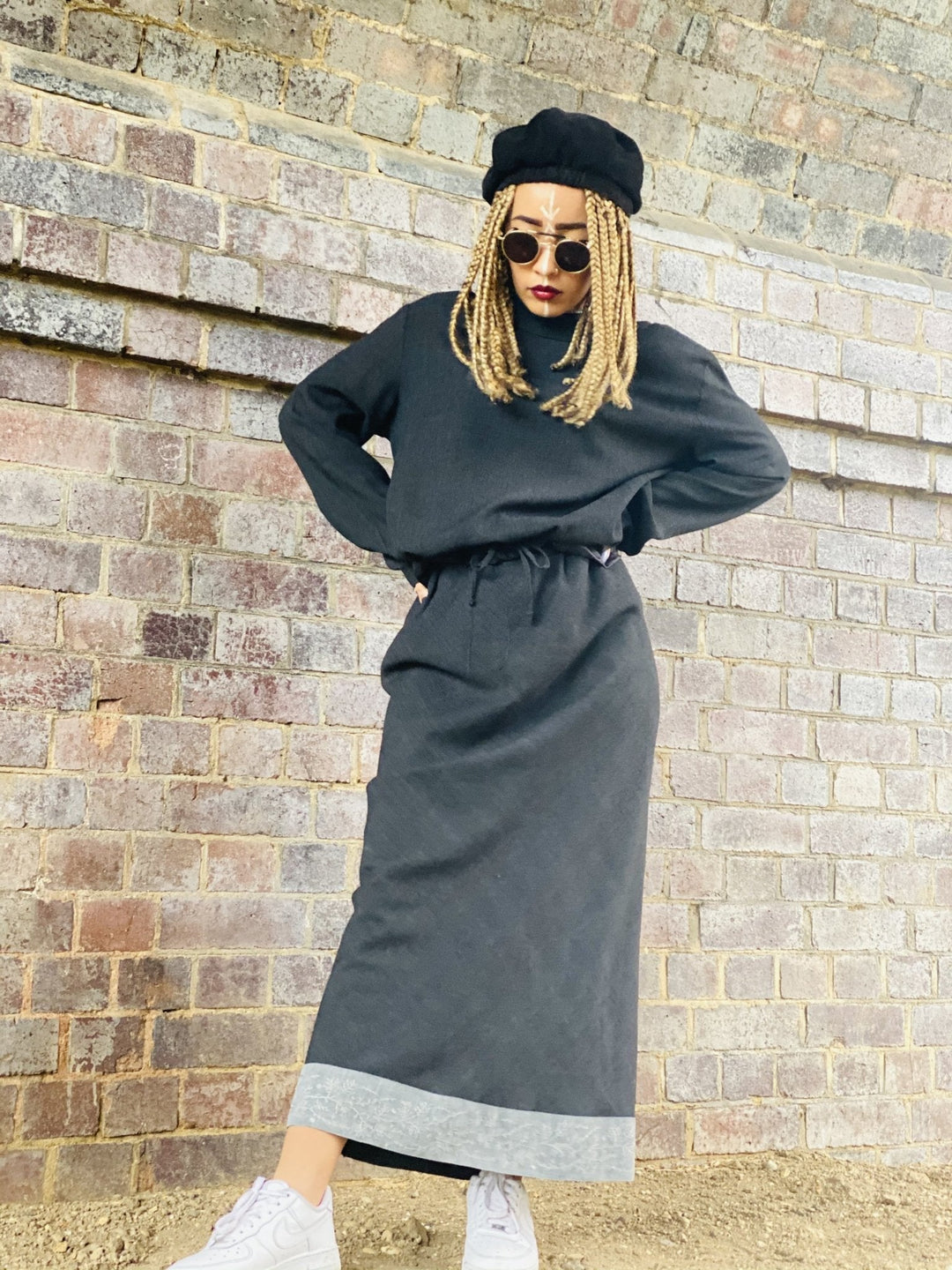 Dark Fantasy Maxi Skirt + Drawstring Crop Hoodie Co-ord - One Wear Freedom 