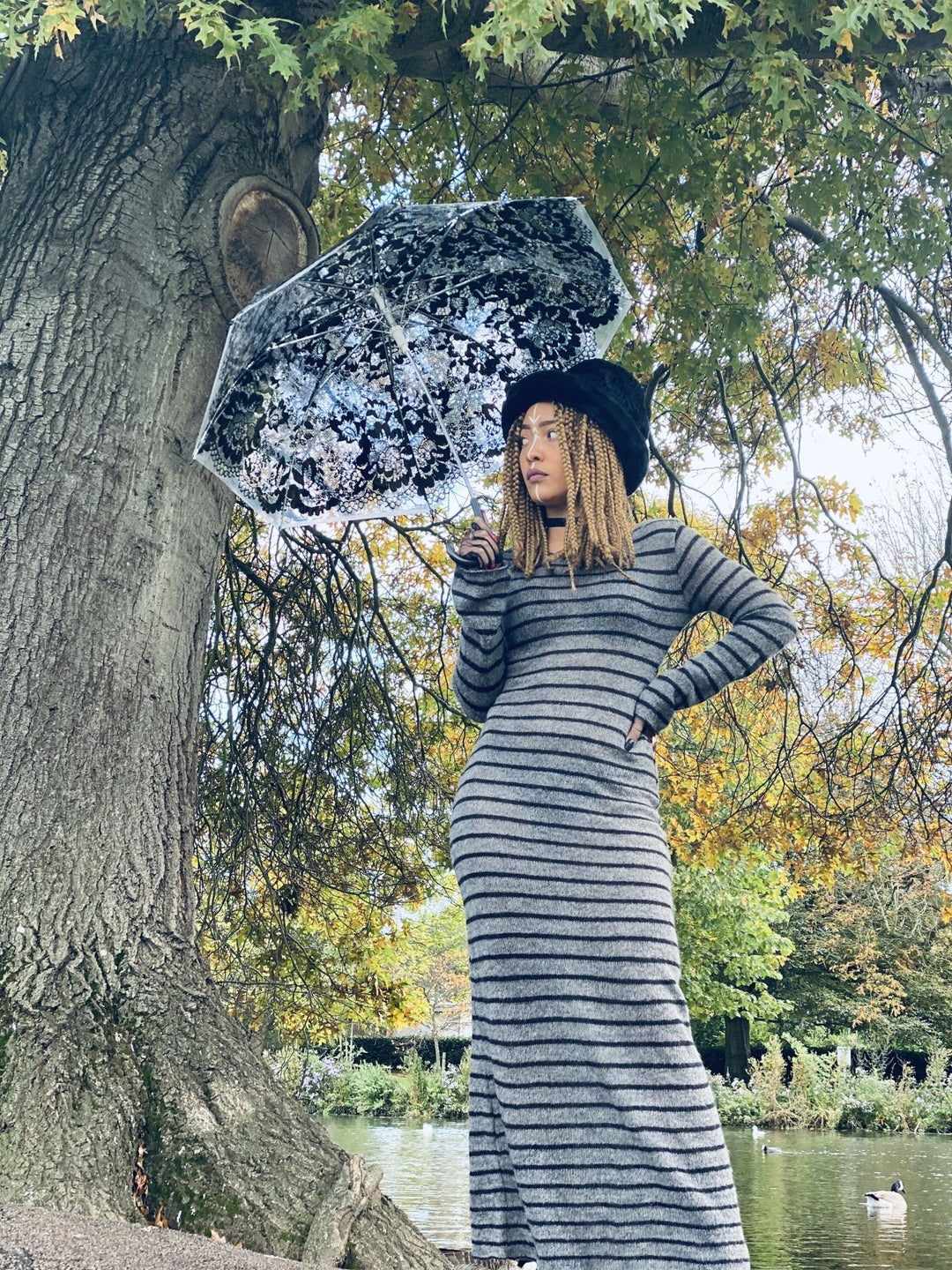 Dark Skies Stripe Mohair Maxi Dress - One Wear Freedom 