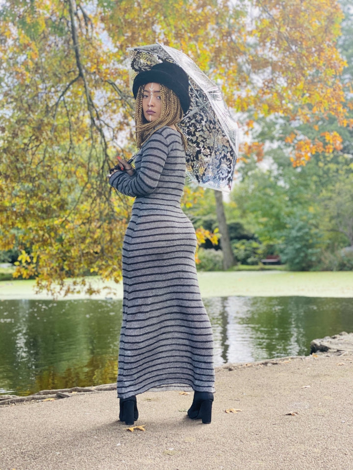 Dark Skies Stripe Mohair Maxi Dress - One Wear Freedom 