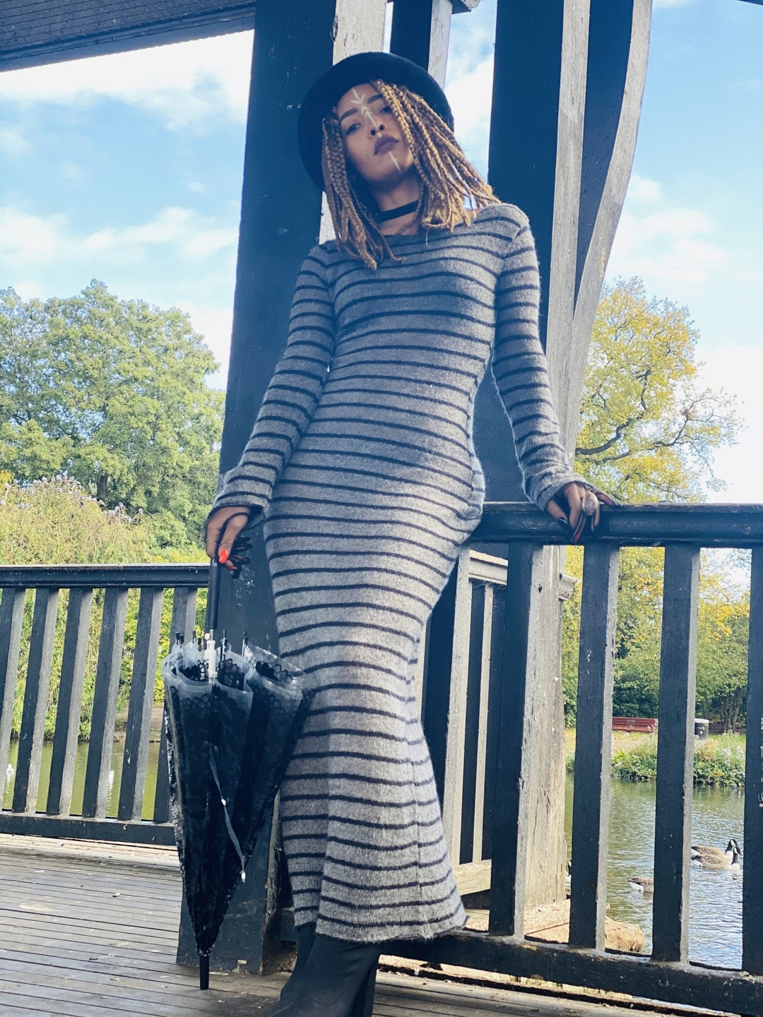 Dark Skies Stripe Mohair Maxi Dress - One Wear Freedom 