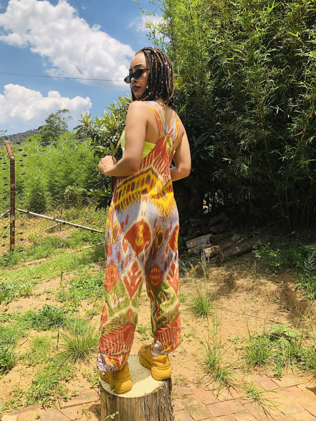 Earth, Wind + Fire Flax Dungaree - One Wear Freedom - Back/Side