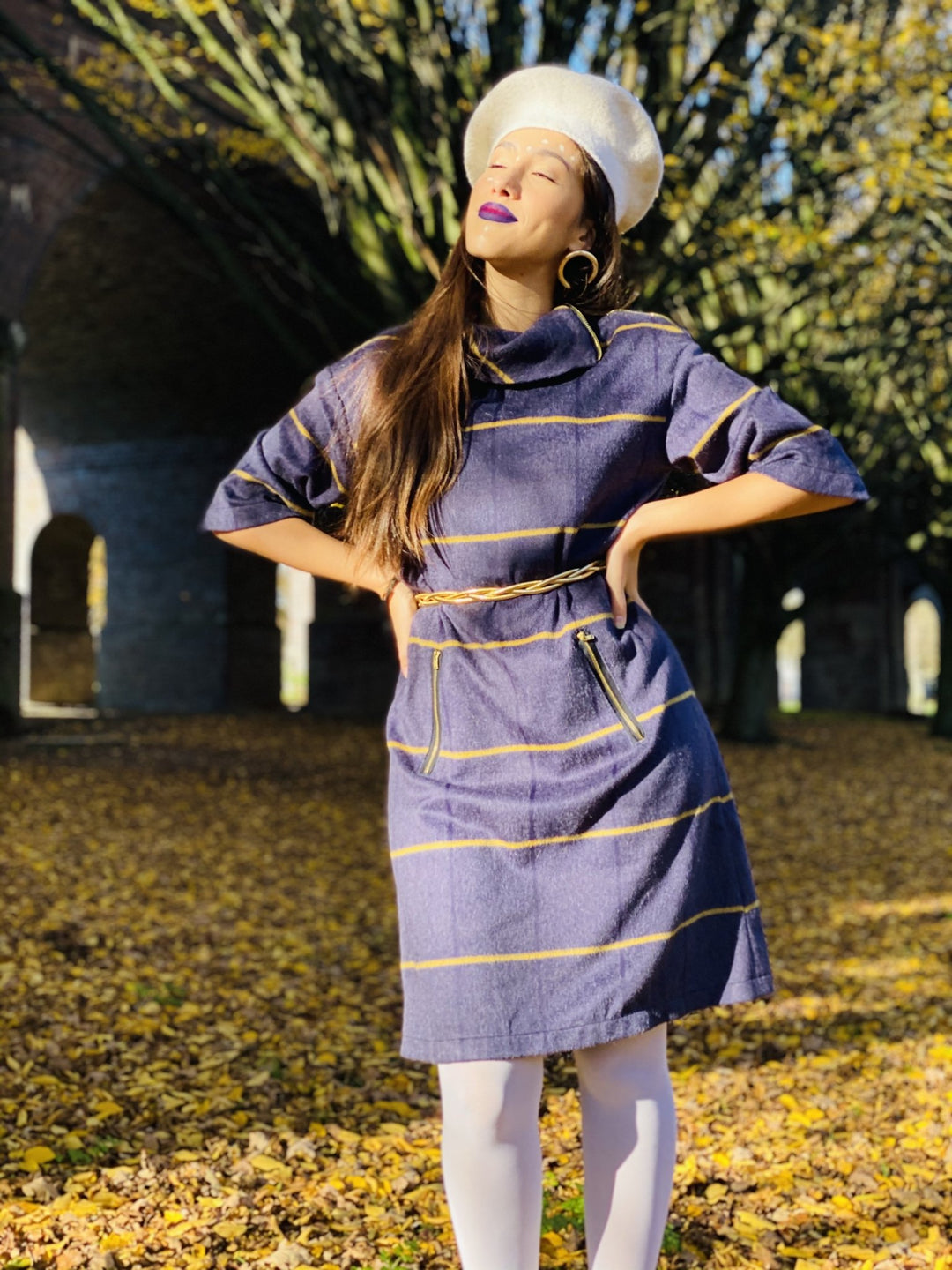Eminence + Mustard Stripe Polo Mini Dress - One Wear Freedom 