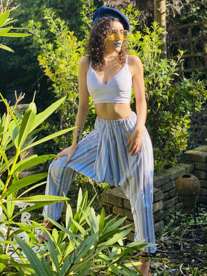 English Sky Stripe Aladdin Trousers - One Wear Freedom 