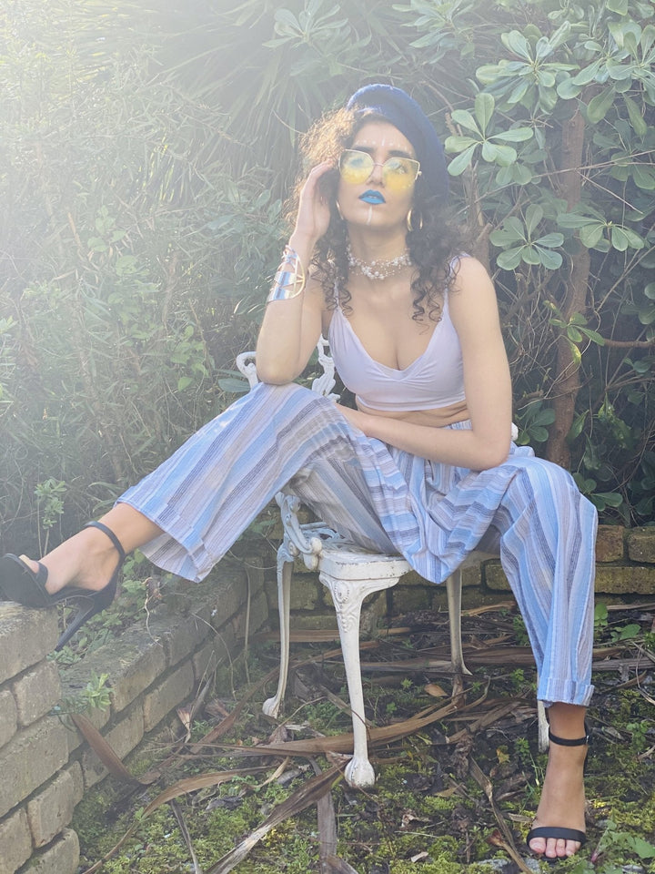 English Sky Stripe Aladdin Trousers - One Wear Freedom 