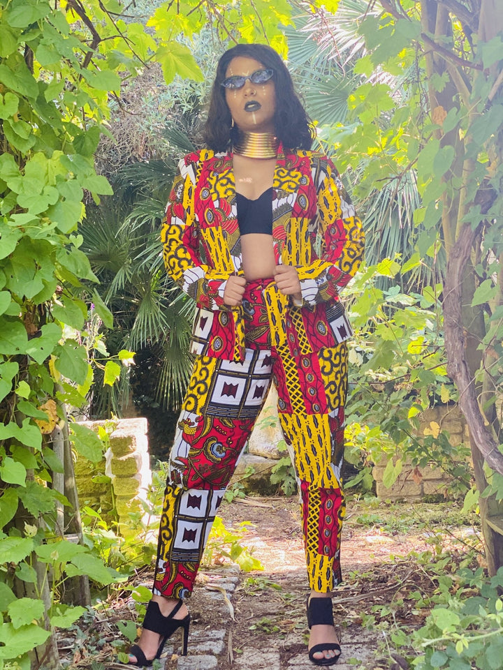 Fire + Gold Ankara Blazer + Trouser Suit - One Wear Freedom - Front Main