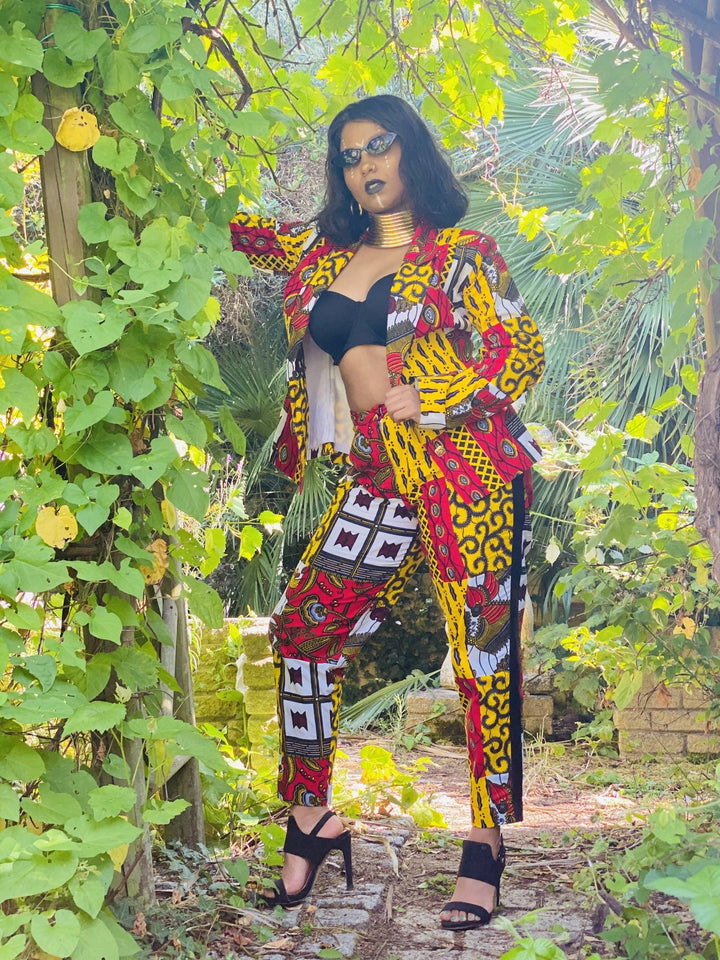 Fire + Gold Ankara Blazer + Trouser Suit - One Wear Freedom - Front