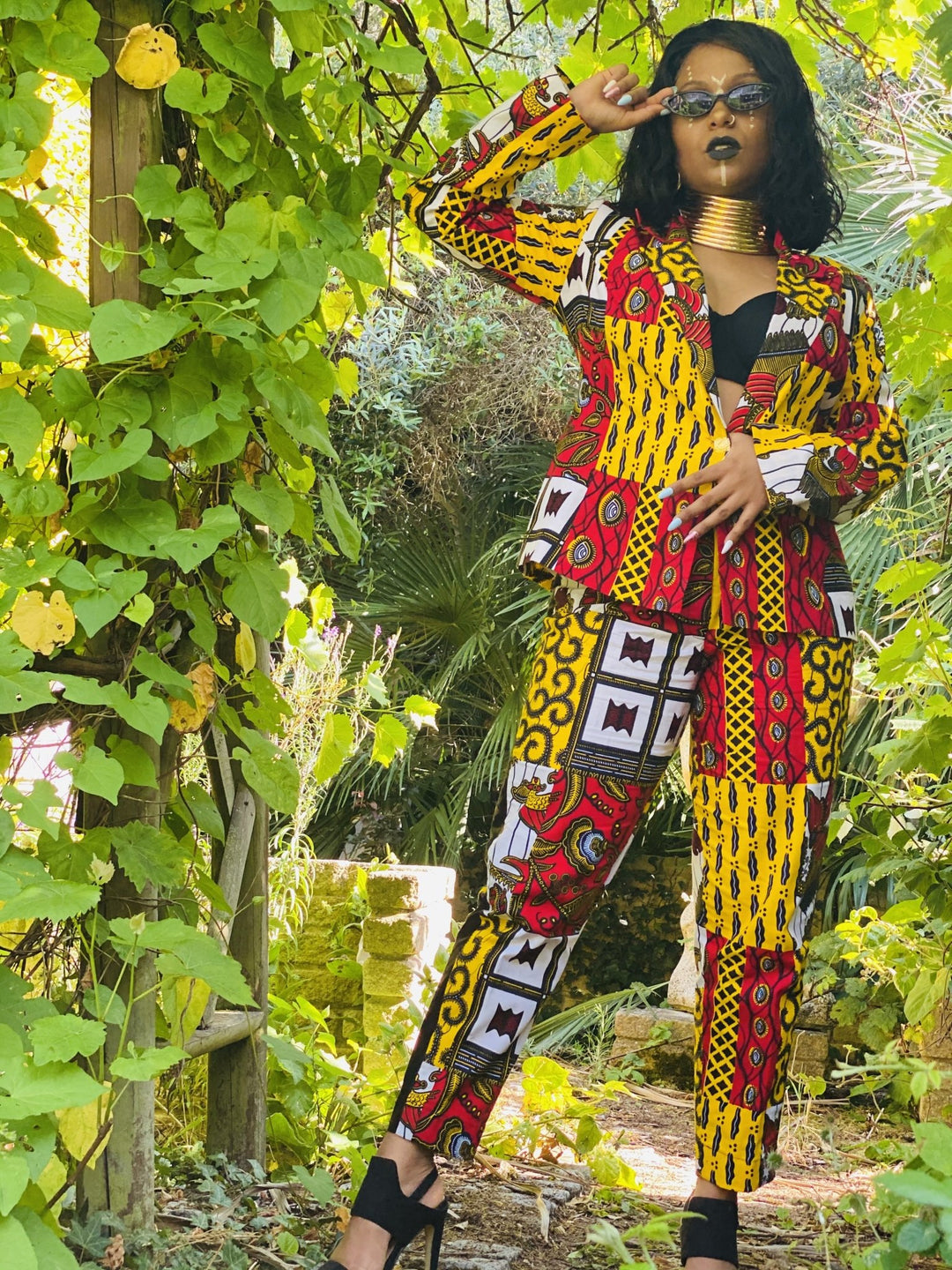 Fire + Gold Ankara Blazer + Trouser Suit - One Wear Freedom - Front 2