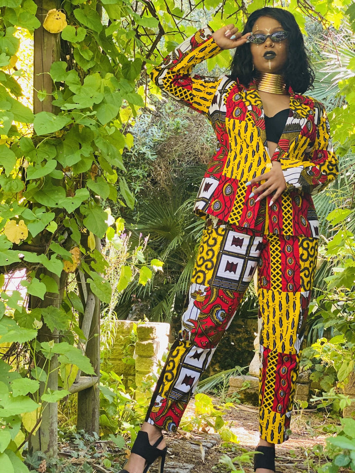 Fire + Gold Ankara Blazer + Trouser Suit - One Wear Freedom - Front 2