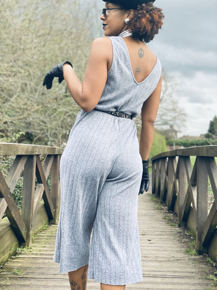 Grey Heather Jumpsuit - One Wear Freedom - Back