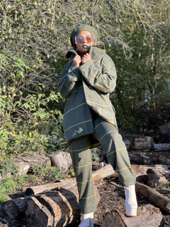 Hunter Green + Sunshine Stripe Jacket + Straight Trouser Suit - One Wear Freedom 