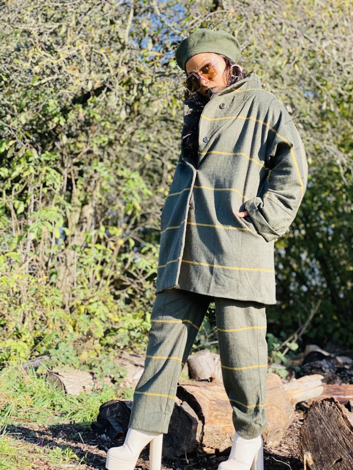 Hunter Green + Sunshine Stripe Jacket + Straight Trouser Suit - One Wear Freedom 