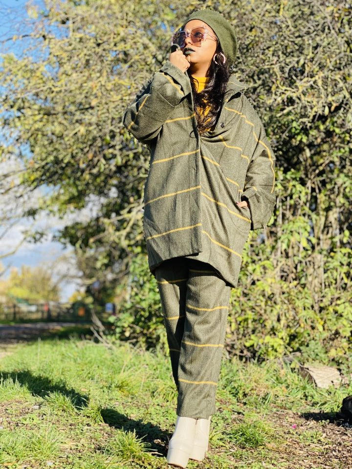 Hunter Green + Sunshine Stripe Jacket + Straight Trouser Suit - One Wear Freedom 