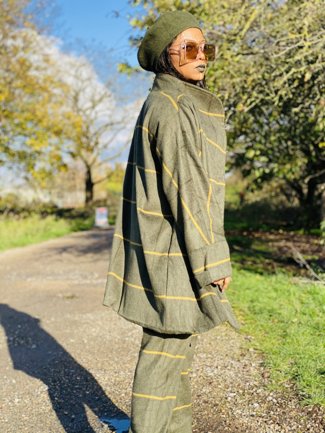Hunter Green + Sunshine Stripe Jacket + Straight Trouser Suit - One Wear Freedom 