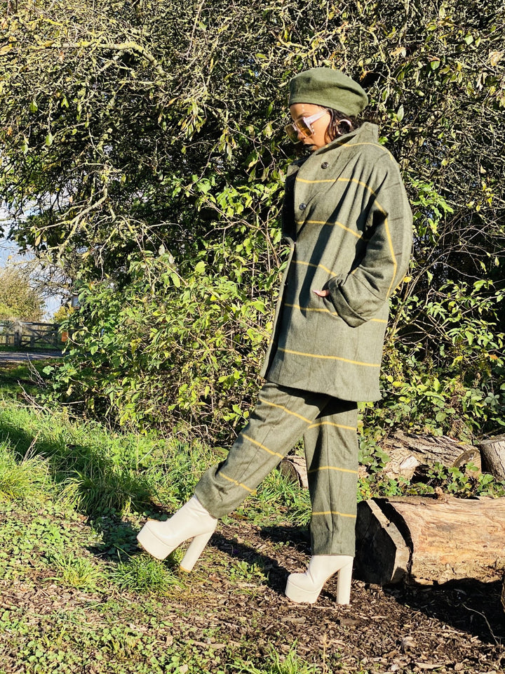 Hunter Green + Sunshine Stripe Jacket + Straight Trouser Suit - One Wear Freedom 