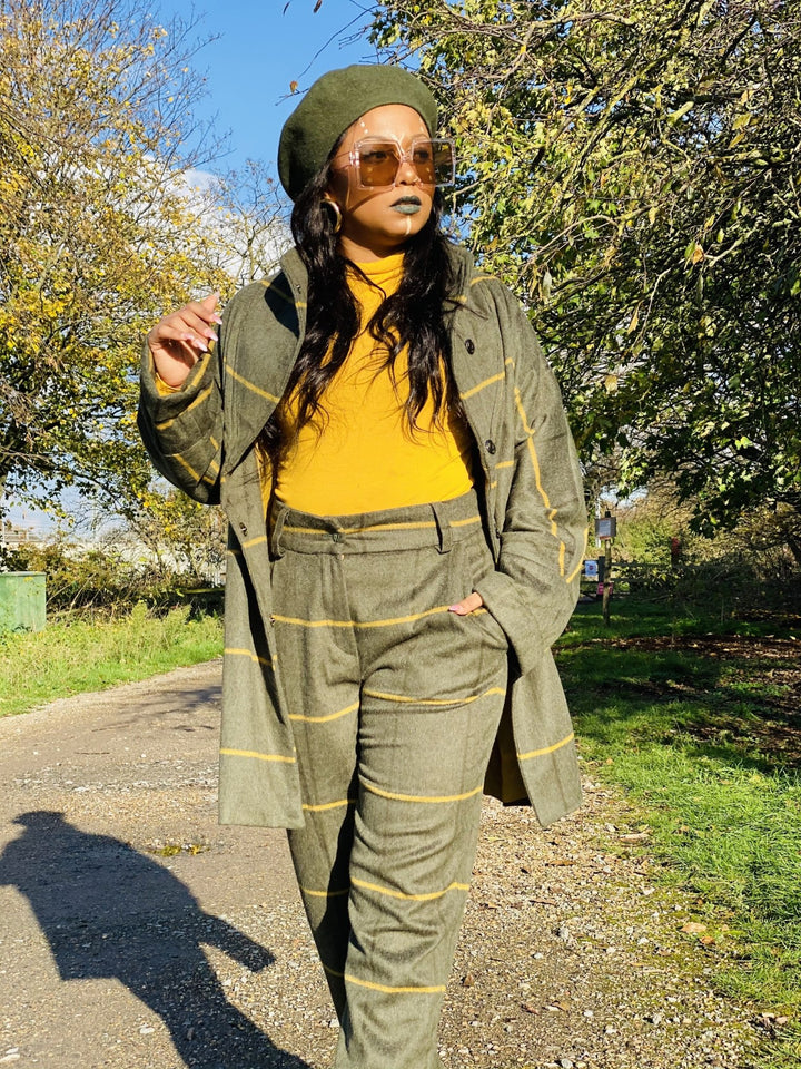 Hunter Green + Sunshine Stripe Jacket + Straight Trouser Suit - One Wear Freedom 