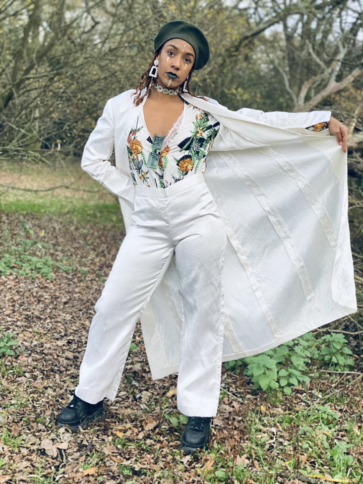 Ivory Bombyx Mori Maxi Jacket + Trouser Suit - One Wear Freedom 