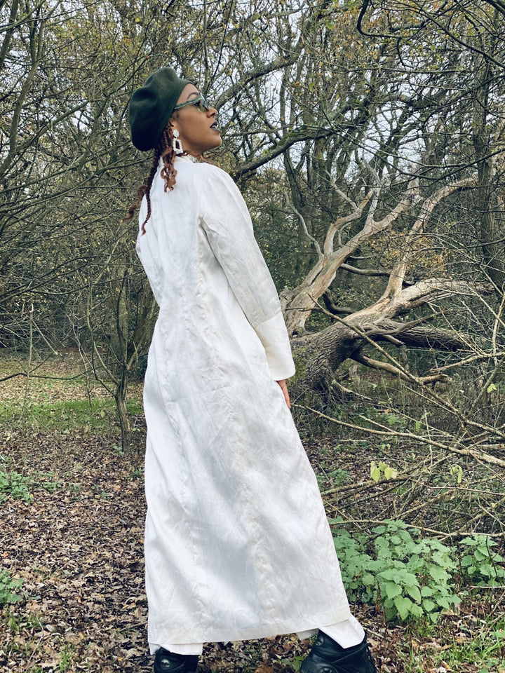 Ivory Bombyx Mori Maxi Jacket + Trouser Suit - One Wear Freedom 