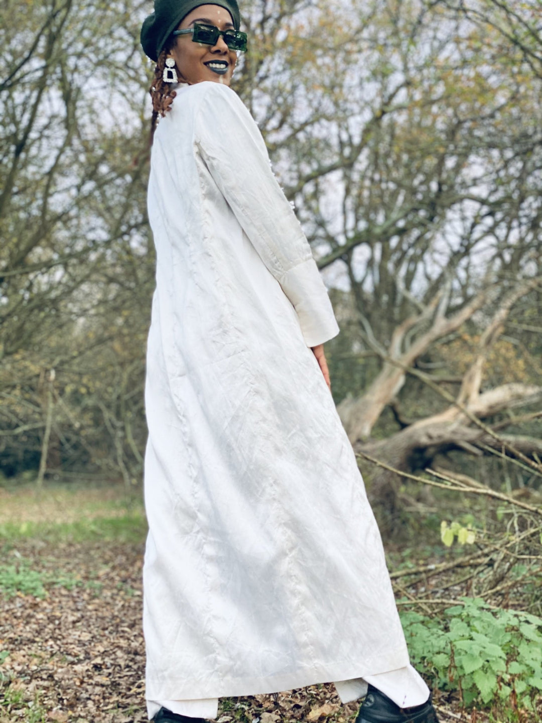Ivory Bombyx Mori Maxi Jacket + Trouser Suit - One Wear Freedom 