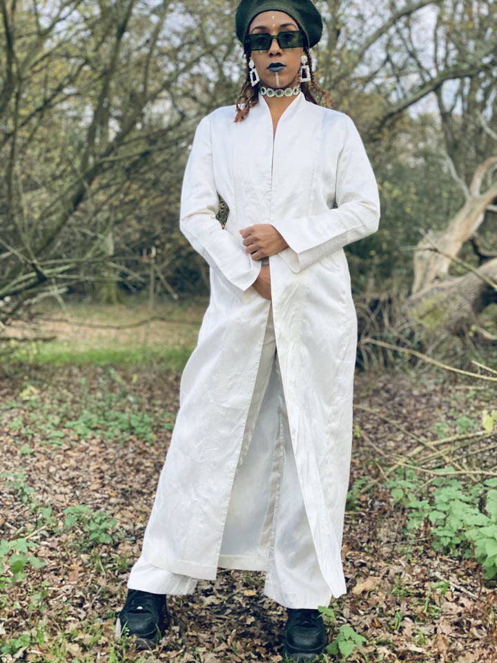 Ivory Bombyx Mori Maxi Jacket + Trouser Suit - One Wear Freedom 