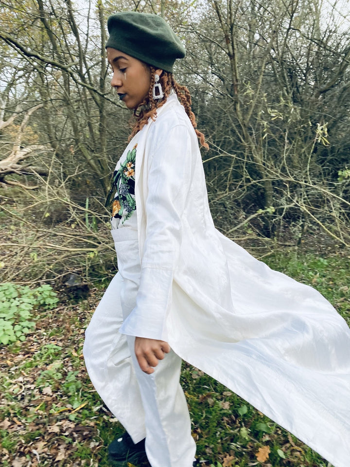 Ivory Bombyx Mori Maxi Jacket + Trouser Suit - One Wear Freedom 