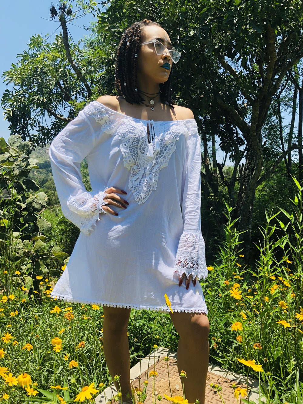 Jasmine Bardot Crochet Tunic - One Wear Freedom - Front