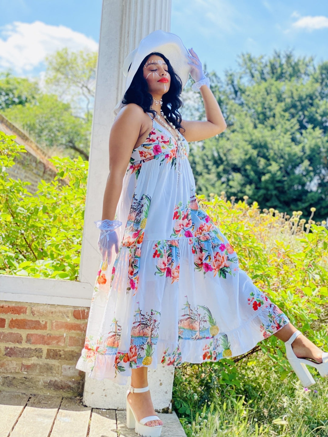 Jasmine Summer Scene Maxi Dress - One Wear Freedom - Front/Side