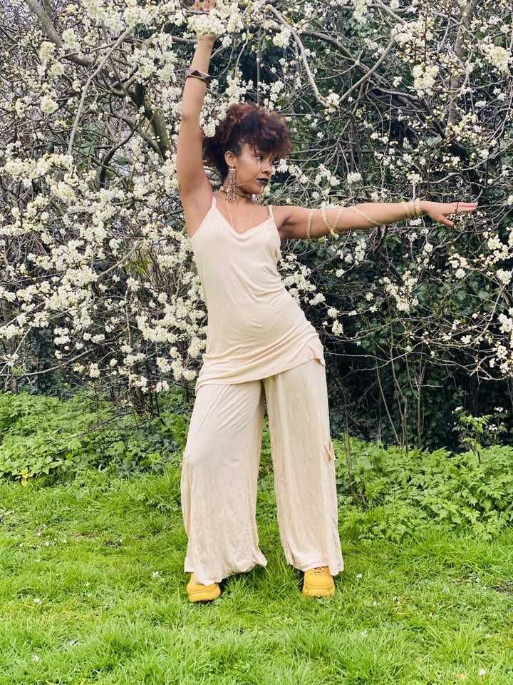Laid-Back Beige Tunic + Wide Trouser Co-ord - One Wear Freedom - Front