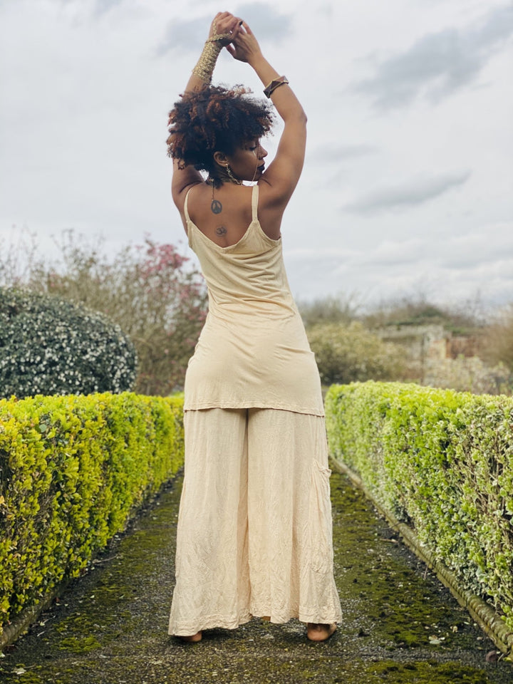 Laid-Back Beige Tunic + Wide Trouser Co-ord - One Wear Freedom - Back Centre