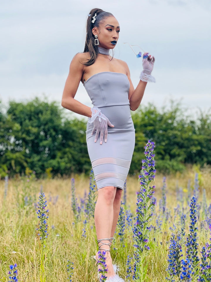Lavender Panel Dress with Choker - One Wear Freedom 