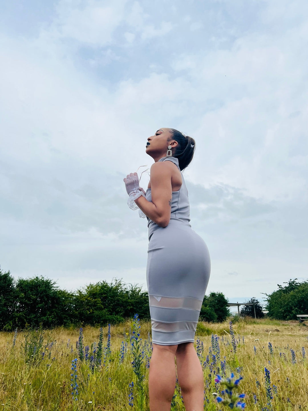Lavender Panel Dress with Choker - One Wear Freedom 