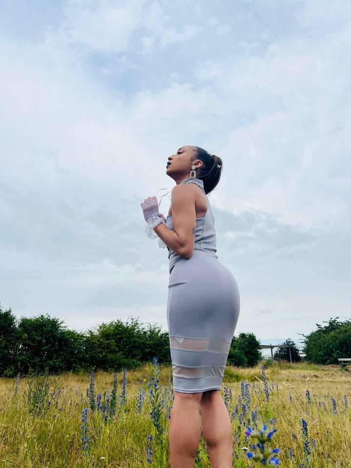 Lavender Panel Dress with Choker - One Wear Freedom 