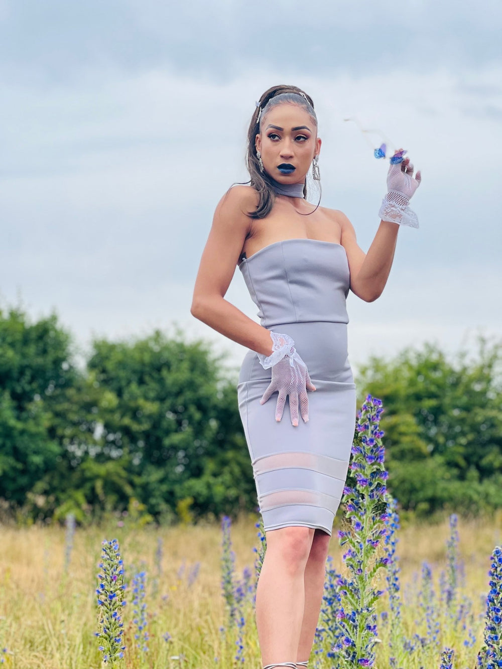Lavender Panel Dress with Choker - One Wear Freedom #product_tags#