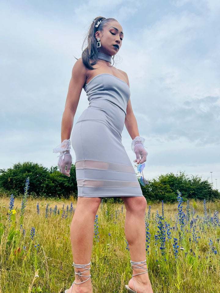Lavender Panel Dress with Choker - One Wear Freedom 