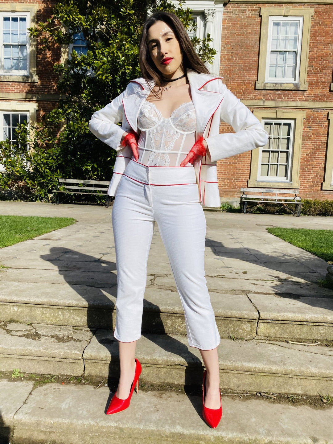 Lightening Cream Flax Trouser Suit - One Wear Freedom - Front 