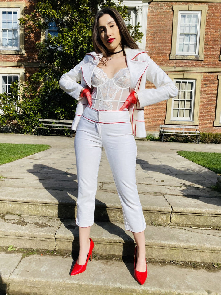 Lightening Cream Flax Trouser Suit - One Wear Freedom - Front 