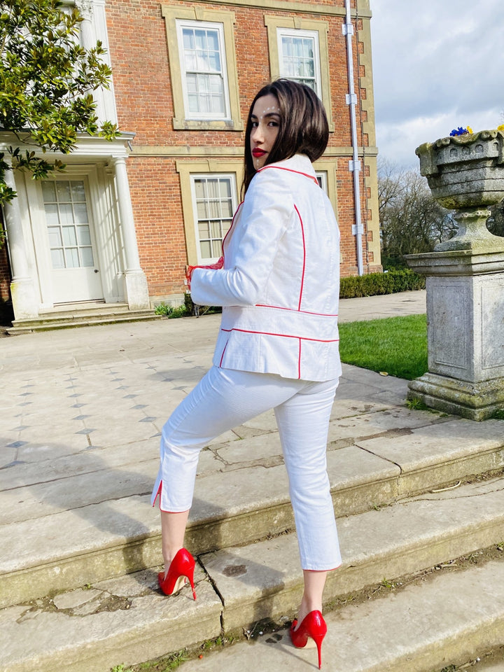 Lightening Cream Flax Trouser Suit - One Wear Freedom - Back