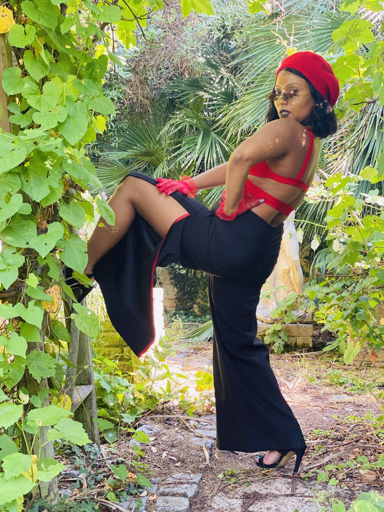 Lightning Struck Black Trousers - One Wear Freedom - Back Leg Up