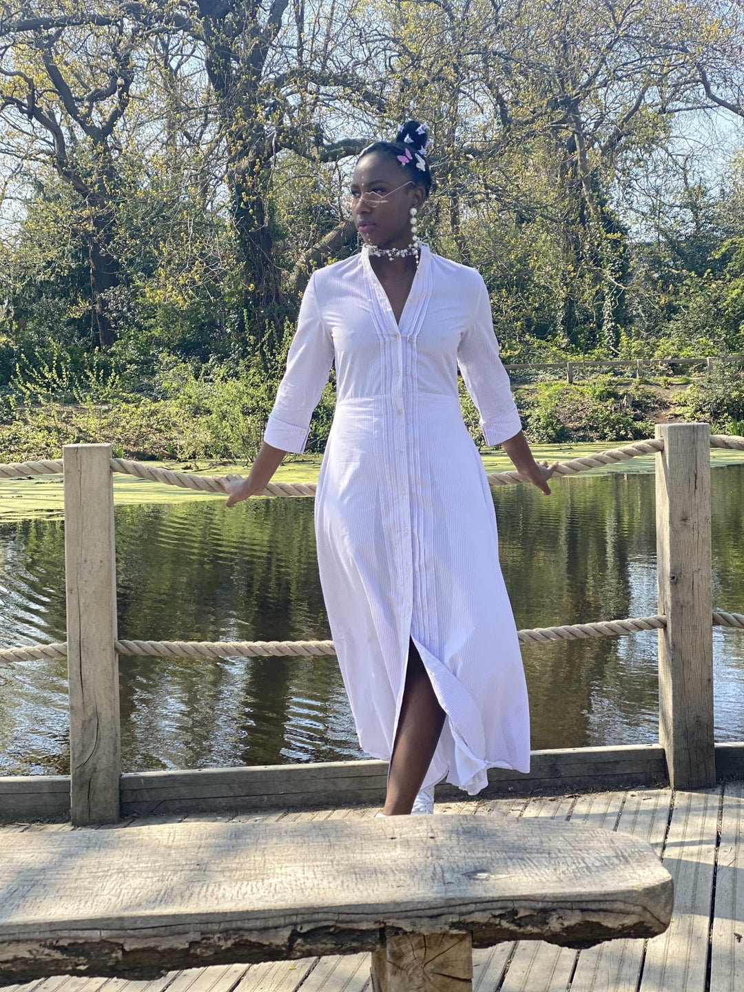 Lilac Pin-Stripe Maxi Shirt-Dress - One Wear Freedom 