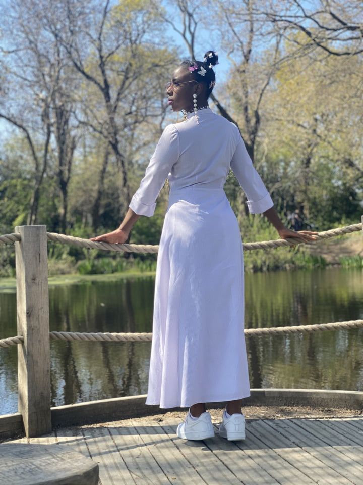 Lilac Pin-Stripe Maxi Shirt-Dress - One Wear Freedom 