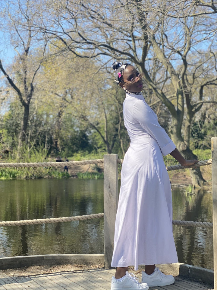 Lilac Pin-Stripe Maxi Shirt-Dress - One Wear Freedom 