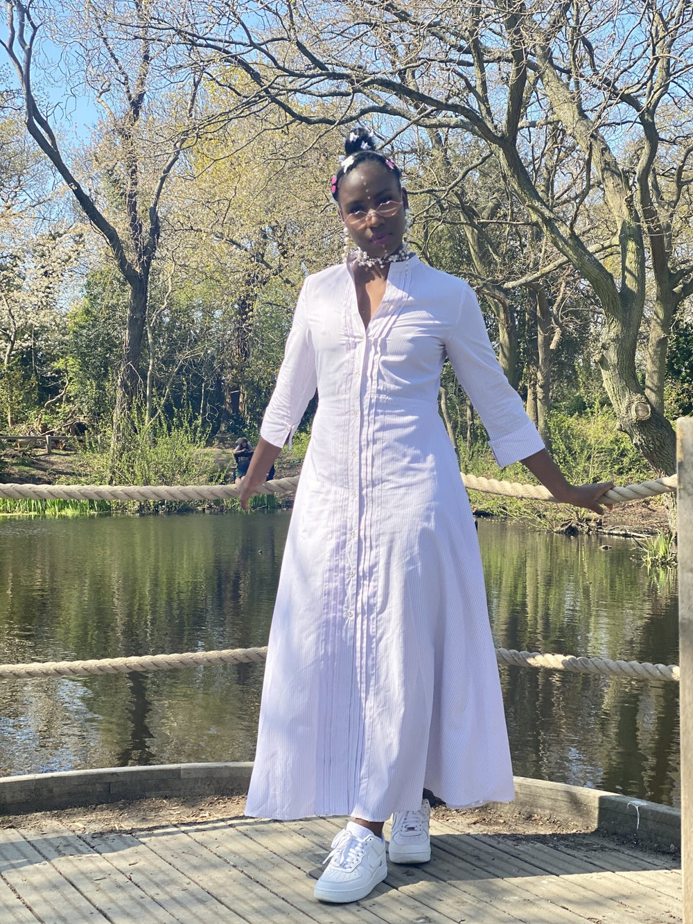 Lilac Pin-Stripe Maxi Shirt-Dress - One Wear Freedom #product_tags#