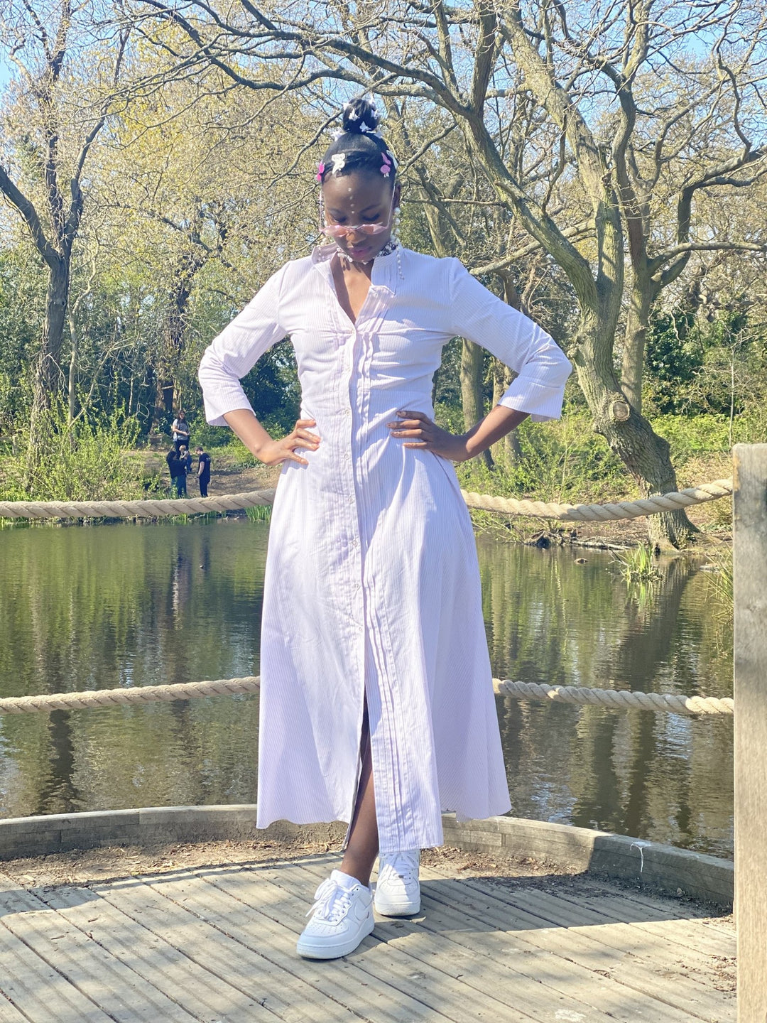 Lilac Pin-Stripe Maxi Shirt-Dress - One Wear Freedom 