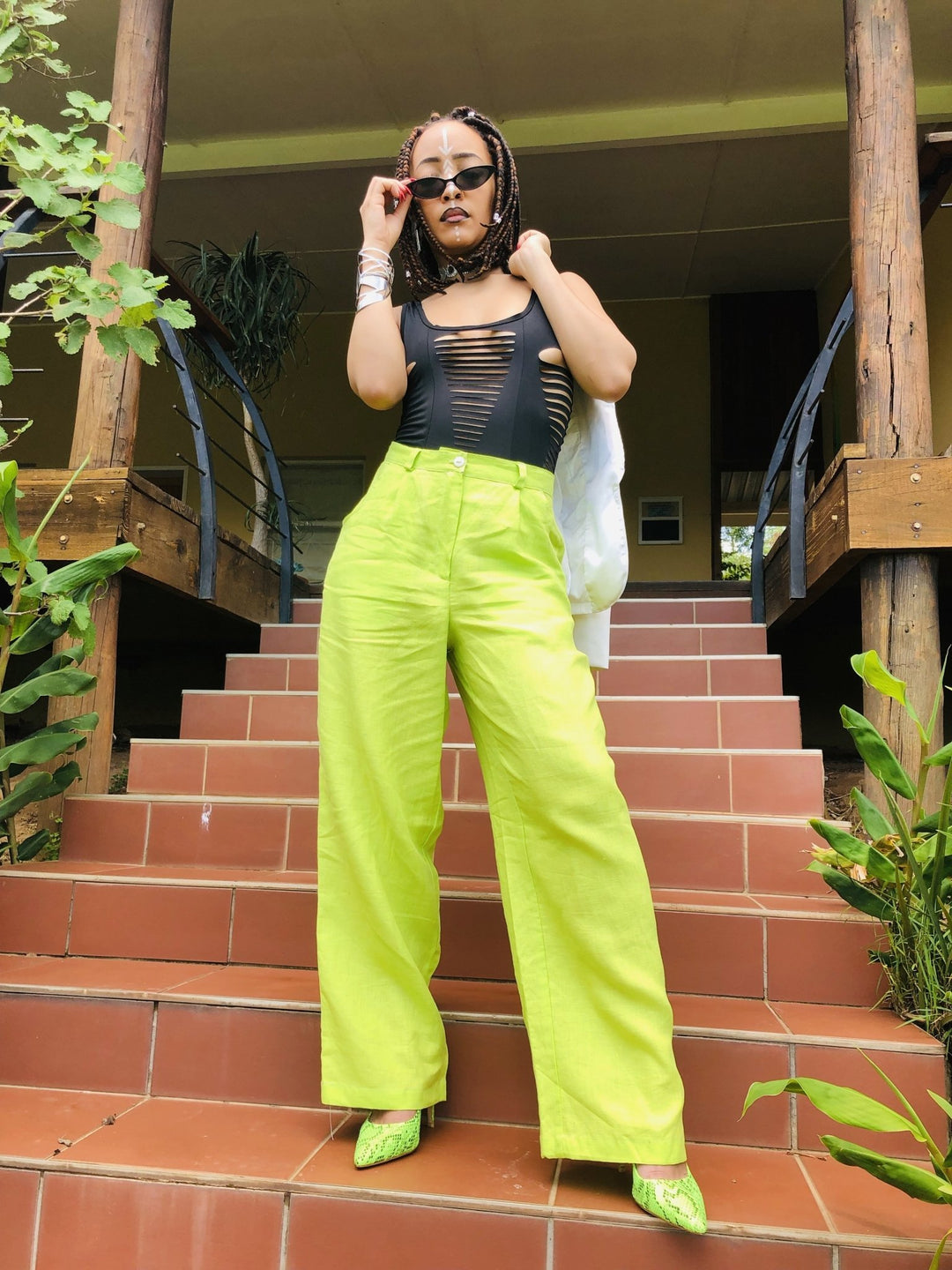 Lime Flax Trousers - One Wear Freedom - Front Main