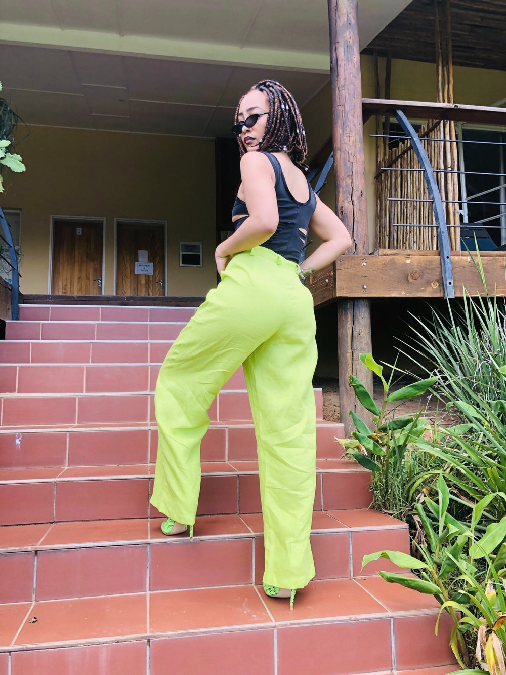 Lime Flax Trousers - One Wear Freedom - Back
