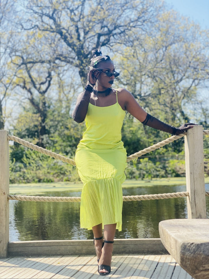 Lime Shimmer + Chiffon Maxi Dress - One Wear Freedom 