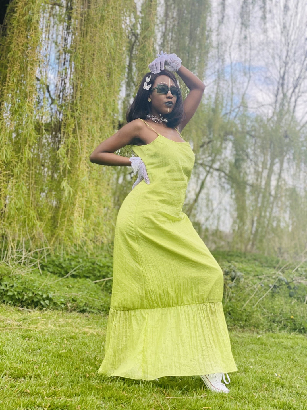 Lime Shimmer + Chiffon Maxi Dress - One Wear Freedom 