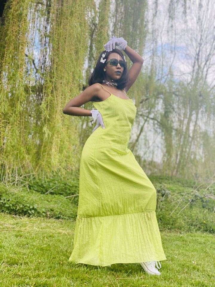 Lime Shimmer + Chiffon Maxi Dress - One Wear Freedom 